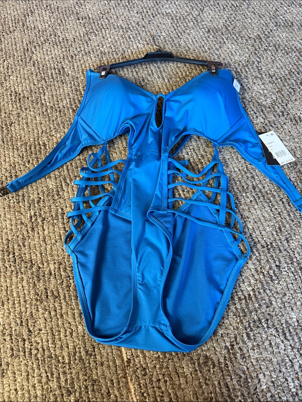 Kenneth Cole Electric Blue Strappy One-Piece Swim Bodysuit